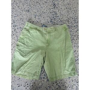 Peter Millar Mens Green Pima Cotton‎ Shorts Flat Front Golf Casual
